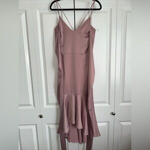 Elegant Mauve Spaghetti Strap Dress